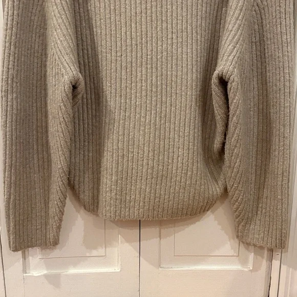 Women's Tan Deep V-Neck Sweater - Picture 11 of 13